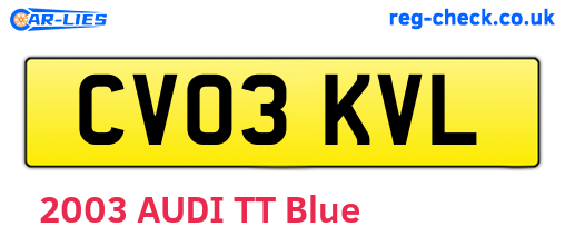 CV03KVL are the vehicle registration plates.