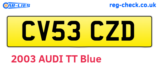 CV53CZD are the vehicle registration plates.
