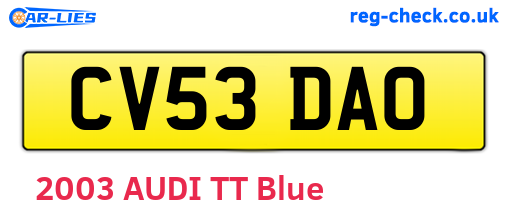 CV53DAO are the vehicle registration plates.