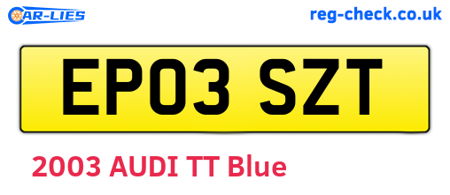 EP03SZT are the vehicle registration plates.