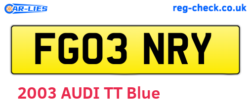 FG03NRY are the vehicle registration plates.