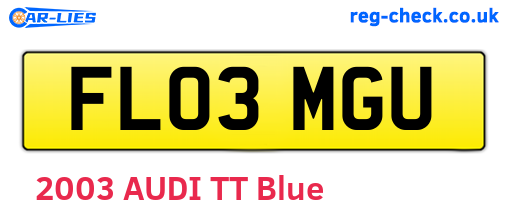 FL03MGU are the vehicle registration plates.