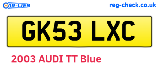 GK53LXC are the vehicle registration plates.