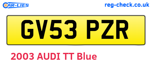 GV53PZR are the vehicle registration plates.