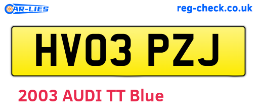 HV03PZJ are the vehicle registration plates.