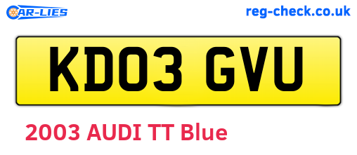 KD03GVU are the vehicle registration plates.