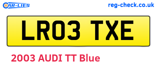 LR03TXE are the vehicle registration plates.