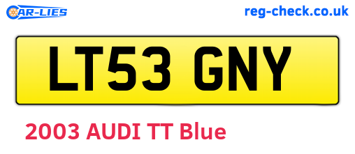 LT53GNY are the vehicle registration plates.