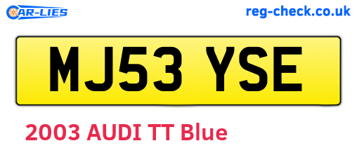 MJ53YSE are the vehicle registration plates.