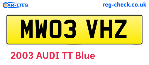 MW03VHZ are the vehicle registration plates.