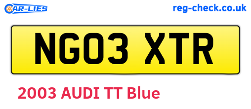 NG03XTR are the vehicle registration plates.