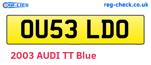 OU53LDO are the vehicle registration plates.