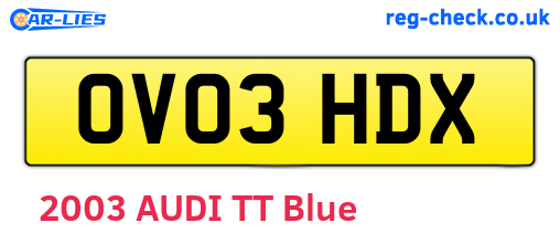 OV03HDX are the vehicle registration plates.