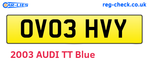 OV03HVY are the vehicle registration plates.