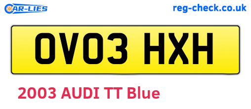 OV03HXH are the vehicle registration plates.