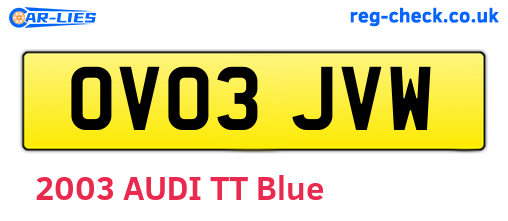 OV03JVW are the vehicle registration plates.