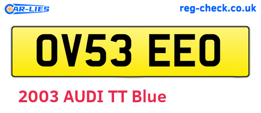 OV53EEO are the vehicle registration plates.