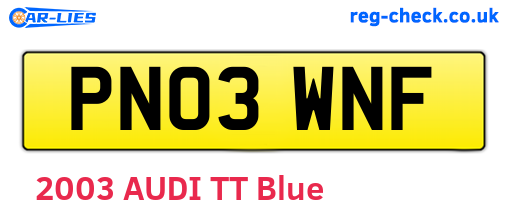 PN03WNF are the vehicle registration plates.