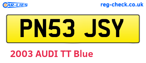 PN53JSY are the vehicle registration plates.