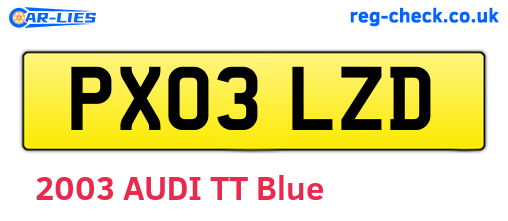 PX03LZD are the vehicle registration plates.