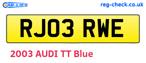 RJ03RWE are the vehicle registration plates.