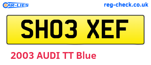 SH03XEF are the vehicle registration plates.