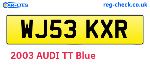 WJ53KXR are the vehicle registration plates.