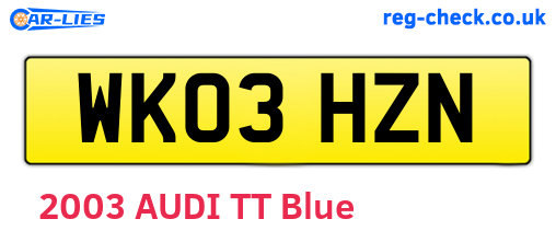 WK03HZN are the vehicle registration plates.