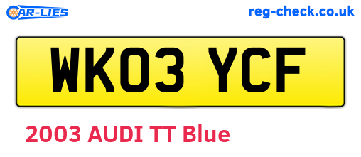 WK03YCF are the vehicle registration plates.
