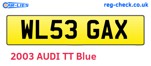 WL53GAX are the vehicle registration plates.