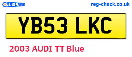 YB53LKC are the vehicle registration plates.
