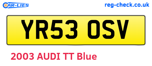 YR53OSV are the vehicle registration plates.
