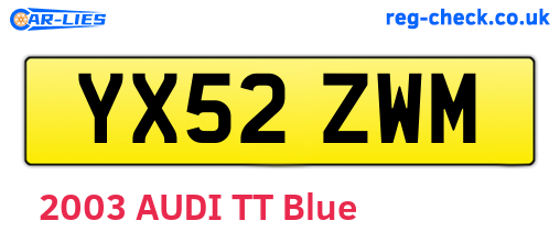 YX52ZWM are the vehicle registration plates.