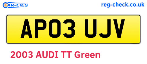 AP03UJV are the vehicle registration plates.