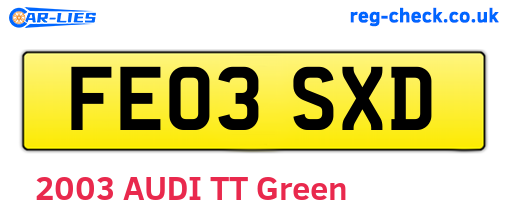 FE03SXD are the vehicle registration plates.