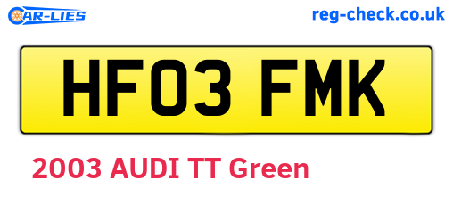 HF03FMK are the vehicle registration plates.
