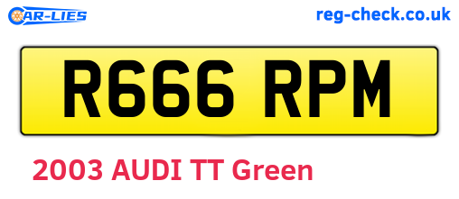R666RPM are the vehicle registration plates.