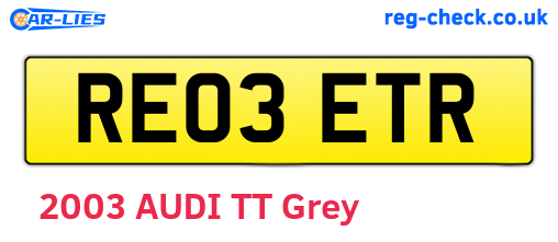 RE03ETR are the vehicle registration plates.