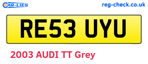RE53UYU are the vehicle registration plates.