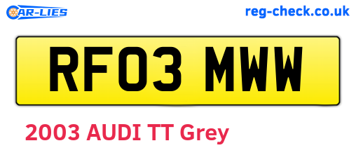 RF03MWW are the vehicle registration plates.