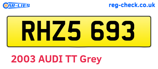 RHZ5693 are the vehicle registration plates.