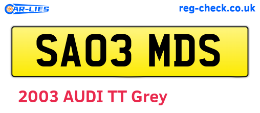 SA03MDS are the vehicle registration plates.