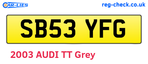 SB53YFG are the vehicle registration plates.
