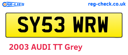 SY53WRW are the vehicle registration plates.