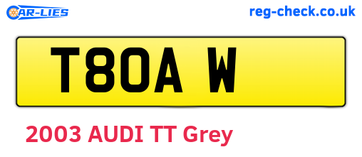 T8OAW are the vehicle registration plates.
