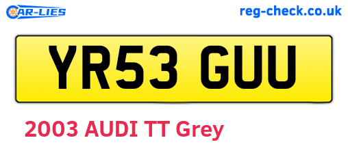 YR53GUU are the vehicle registration plates.