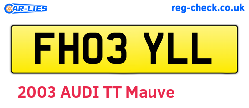 FH03YLL are the vehicle registration plates.