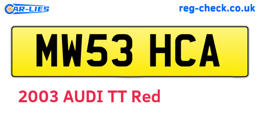MW53HCA are the vehicle registration plates.