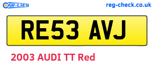 RE53AVJ are the vehicle registration plates.