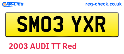 SM03YXR are the vehicle registration plates.